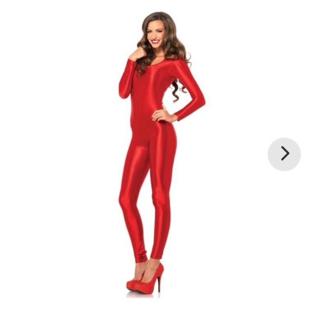 Red Metallic-Look Spandex Catsuit/Costume (M)